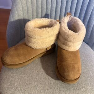 UGG Tan and Cream Shearling Boots with Fur